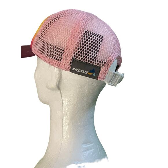MOVI Sunset Trucker Hat EVRYday Logo Mesh Cap Pink/Orange Gradient - Picture 3 of 6
